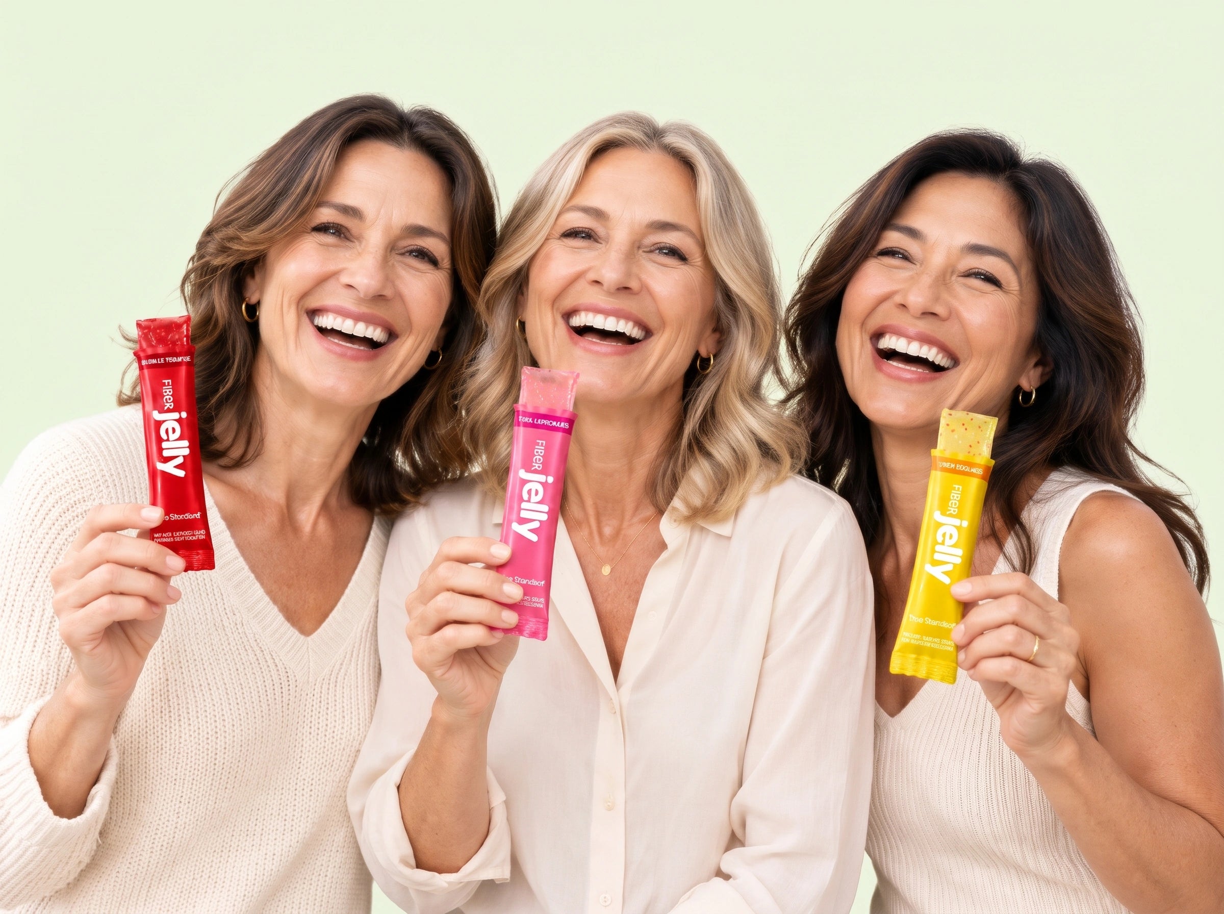 Three women holding Fiber Jelly sticks